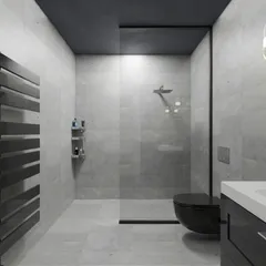 Douche à l'italienne en carrelage gris